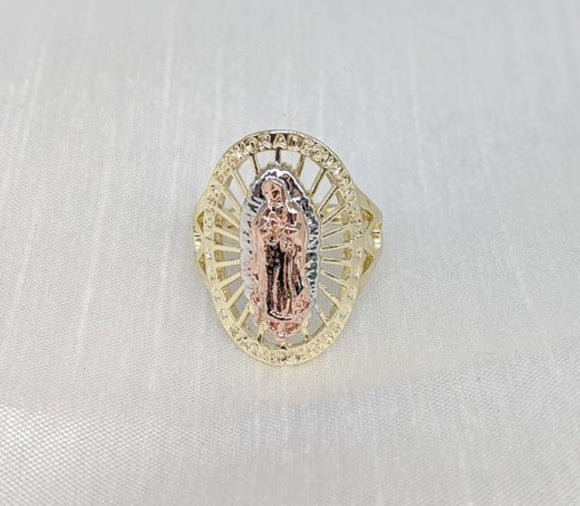 Plated Tri-Color Virgin Mary Ring