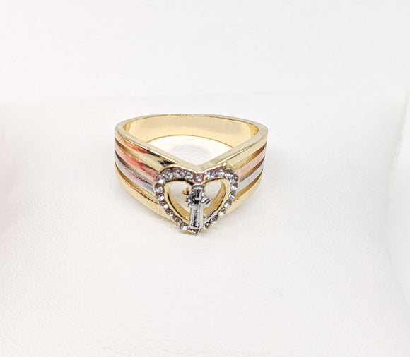 Plated Tri-Color Saint Benedict Ring