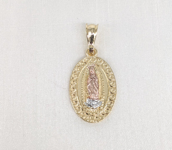 Plated Tri-Color Virgin Mary Pendant