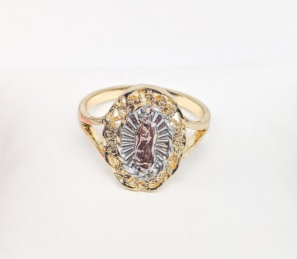 Plated Tri-Color Virgin Mary Ring