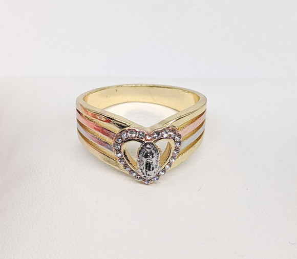 Plated Tri-Color Virgin Mary Ring