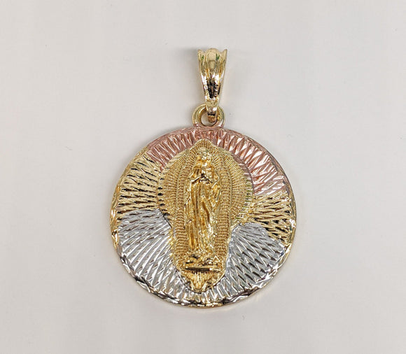 Plated Tri-Color Virgin Mary Pendant