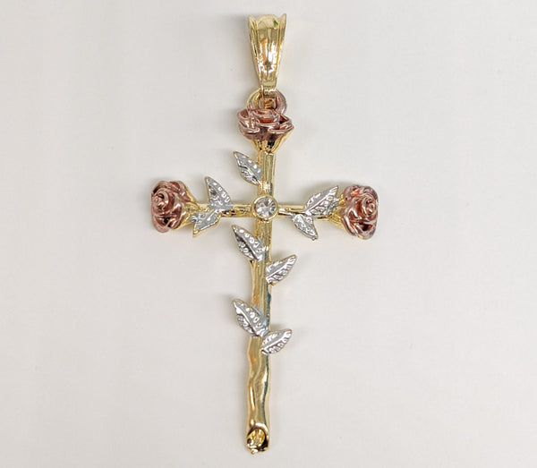 Plated Tri-Color Cross Pendant