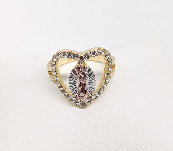 Plated Tri-Color Virgin Mary Ring