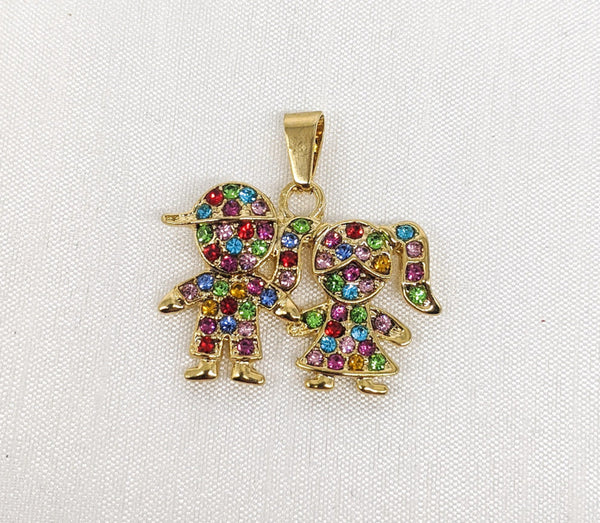 Plated Boy and Girl Pendant