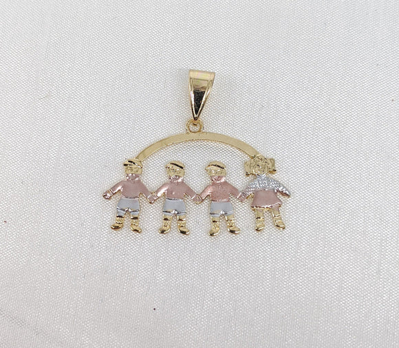 Plated Three Boys and Girl Pendant