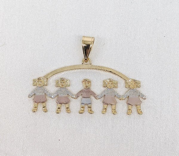 Plated Four Girls and Boy Pendant