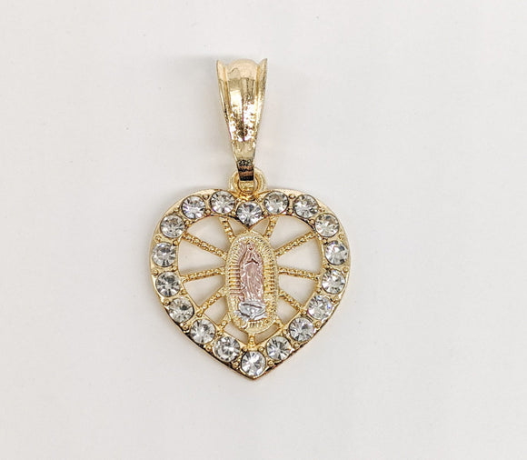 Plated Heart with Virgin Mary Pendant