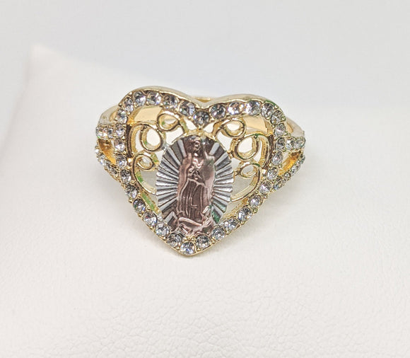 Plated Tri-Color Virgin Mary Ring