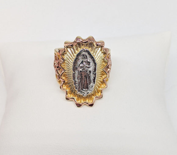 Plated Tri-Color Virgin Mary Ring