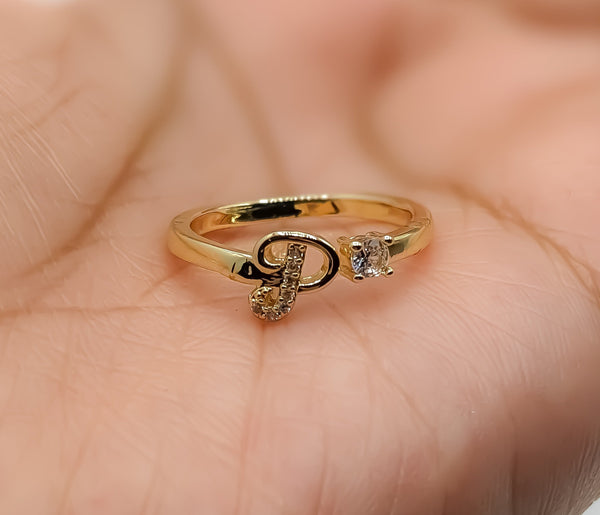 Plated Adjustable Initial Letter "P" Ring