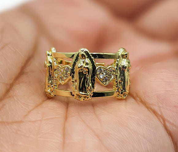 Plated Adjustable Virgin Mary Ring