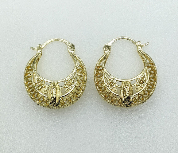 Plated Virgin Mary Basket Earring