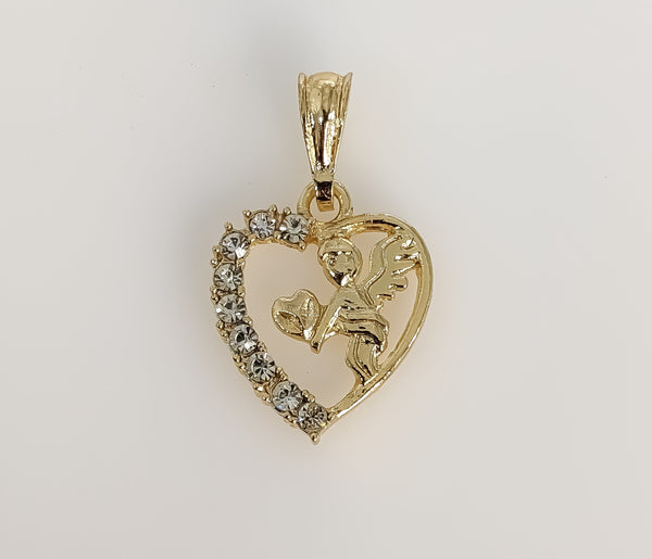 Plated Heart Angel Pendant