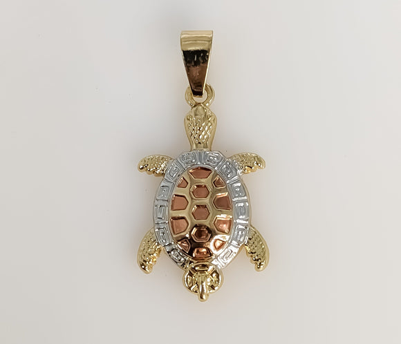 Plated Tri-Color Turtle Pendant