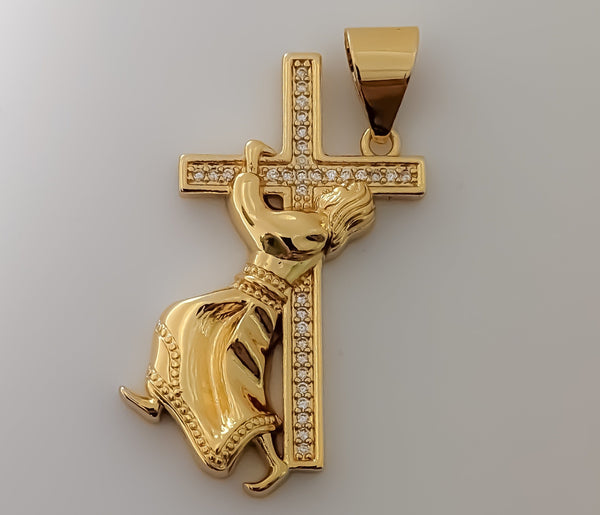 Plated Jesus Carrying Cross Pendant