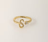 Plated Adjustable Initial Letter "S" Ring