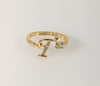 Plated Adjustable Initial Letter "T" Ring