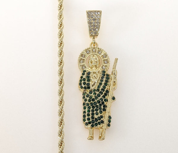 Plated Saint Jude 4mm Rope/Braided Chain Necklace