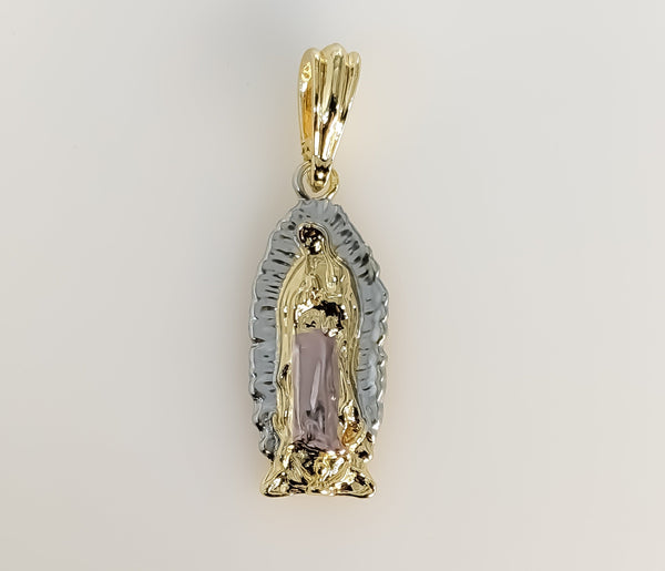 Plated Tri-Color Virgin Mary Pendant