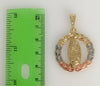 Plated Tri-Color Virgin Mary 4mm Figaro Chain Necklace