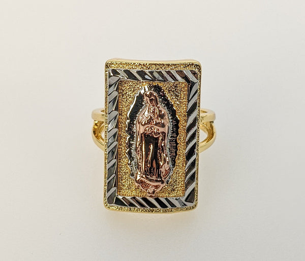 Plated Tri-Color Virgin Mary Ring