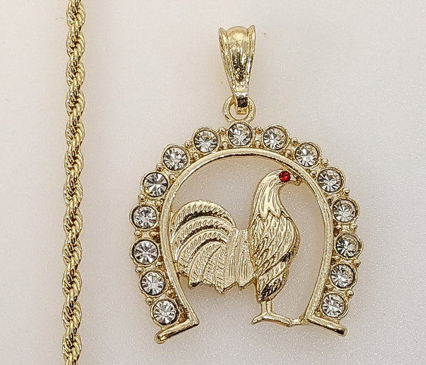 Plated Rooster 3mm Rope/Braided Chain Necklace