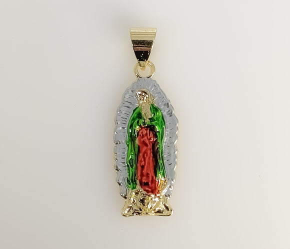 Plated Multicolor Virgin Mary Pendant