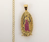 Plated Virgin Mary 3mm Cuban Chain Necklace*