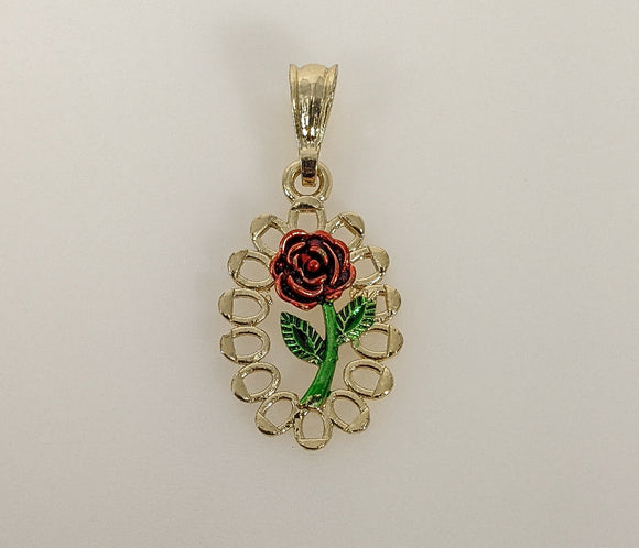 Plated Multicolor Rose Flower Pendant