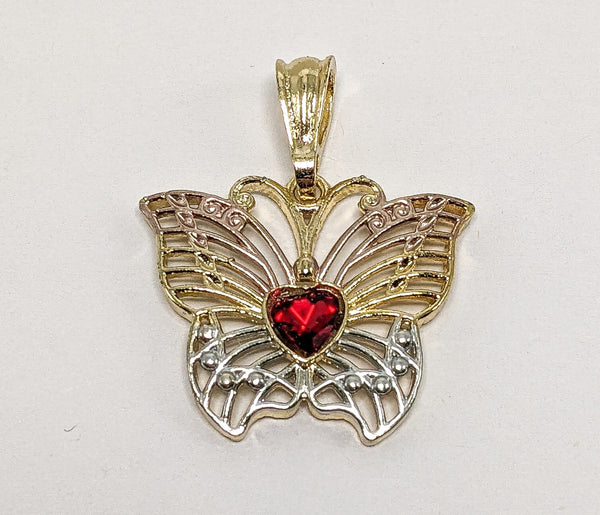 Plated Tri-Gold Butterfly Pendant