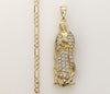 Plated Large Virgin Mary 4mm Figaro Chain Necklace