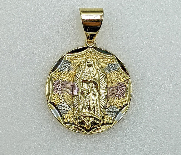 Plated Tri-Color Virgin Mary Pendant