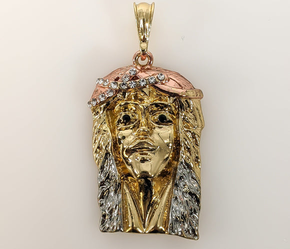 Plated Tri-Color Jesus Pendant