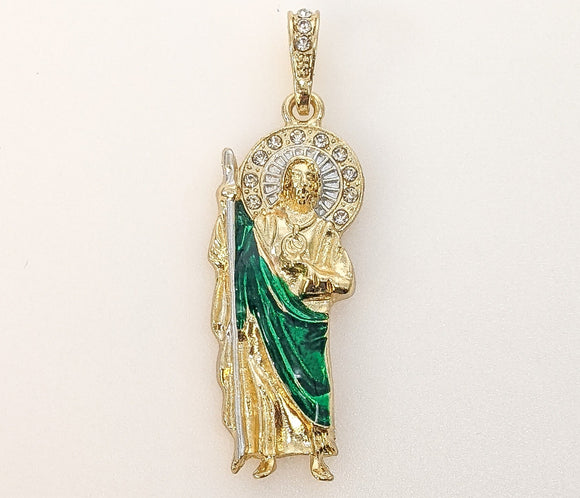 Plated Medium Multicolor Saint Jude Thaddaeus Pendant