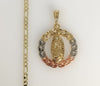 Plated Tri-Color Virgin Mary 3mm Figaro Chain Necklace