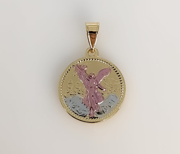 Plated Tri-Color Mexican Centenario Coin 50 Pesos Pendant