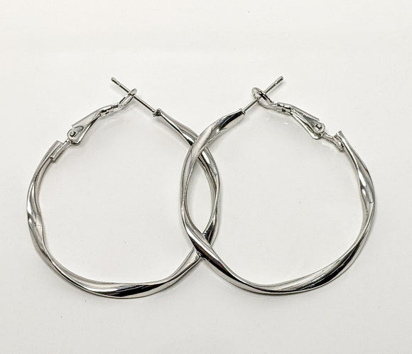 Rhodium Plated 35mm Hoop Earring