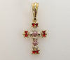 Plated Tri-Color Dainty Rose Cross Pendant