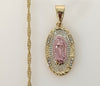 Plated Tri-Color Virgin Mary Twist Chain Necklace