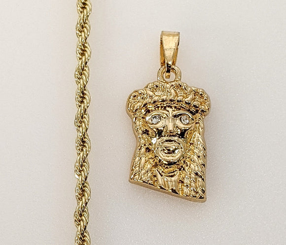 Plated Jesus 3mm Rope/Braided Chain Necklace