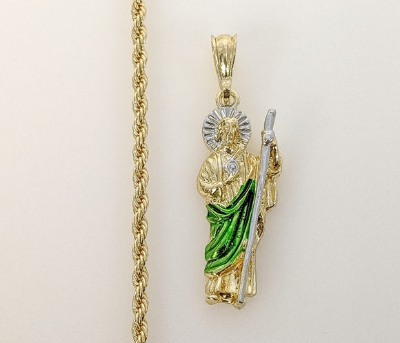 Plated Multicolor Saint Jude 3mm Rope/Braided Chain Necklace