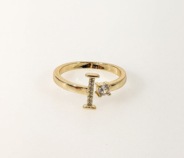 Plated Adjustable Initial Letter "I" Ring