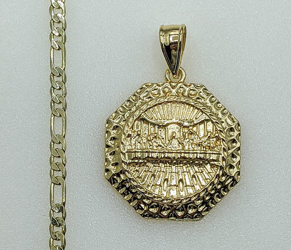 Plated The Last Supper 3mm Figaro Chain Necklace
