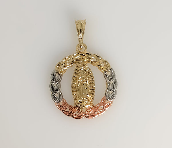 Plated Tri-Color Virgin Mary Pendant