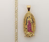 Plated Virgin Mary 4mm Figaro Chain Necklace