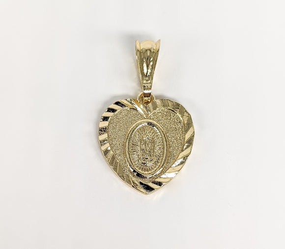 Plated Heart with Virgin Mary Pendant