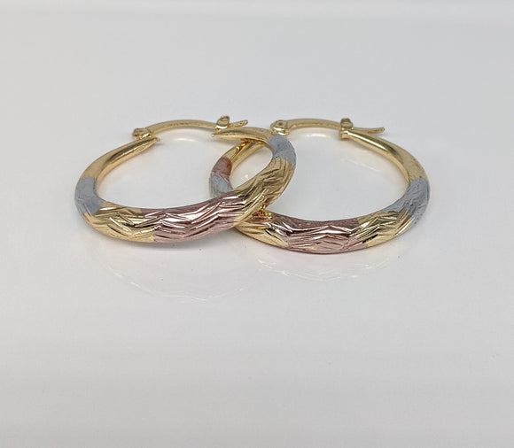 Plated Tri-Gold Hoop Earring