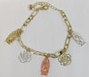 Plated Tri-Color Virgin Mary Charm Bracelet