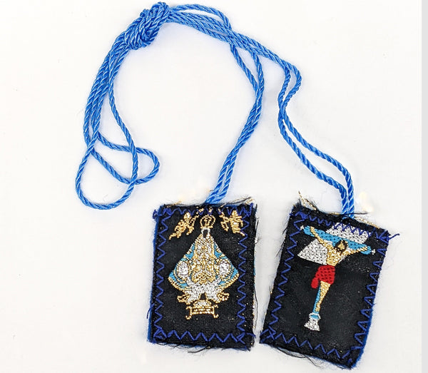 Jesus and Virgin Mary Blue/Black Scapular